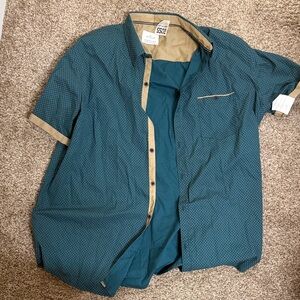 Men's Teal Short Sleeve Dress Shirt